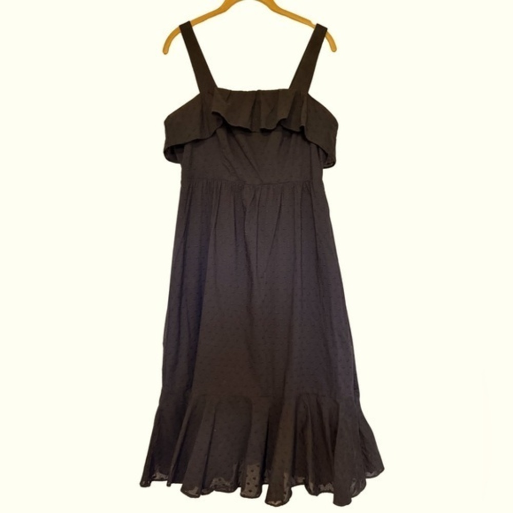 J. Crew Black Polka Dot Ruffle Midi Dress – Size 4